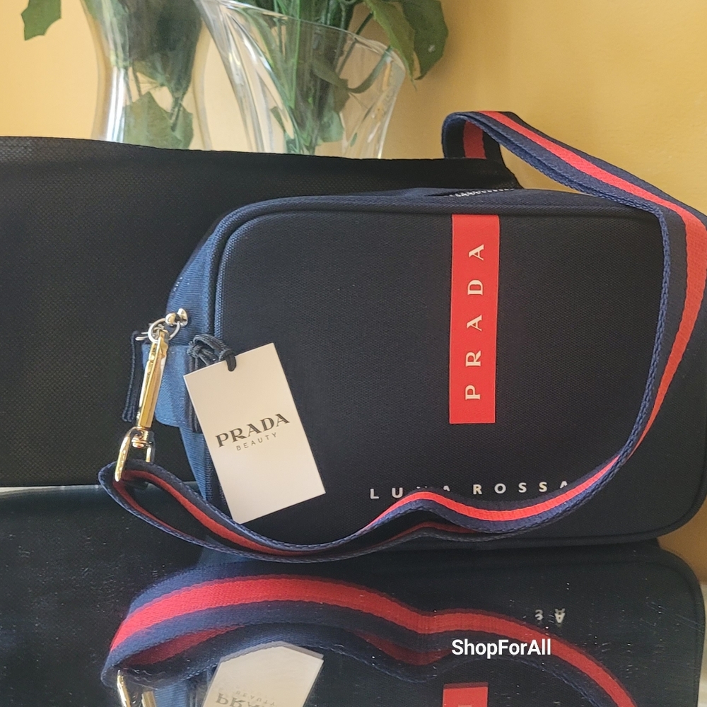 Prada Luna Rossa Black & Red pouch Travel bag Toiletry Dopp Kit Shavin… - Picture 16 of 16